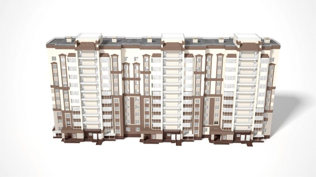 Three-dimensional model of an apartment building