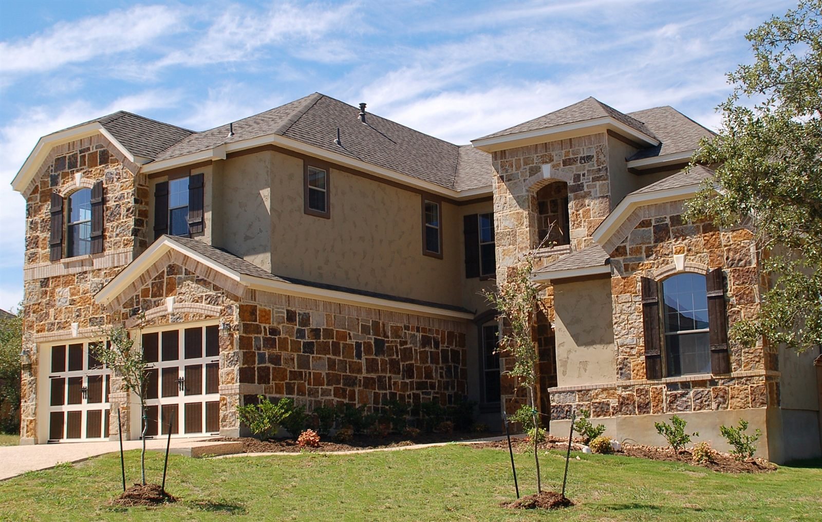 Newly built home exterior on a clear day