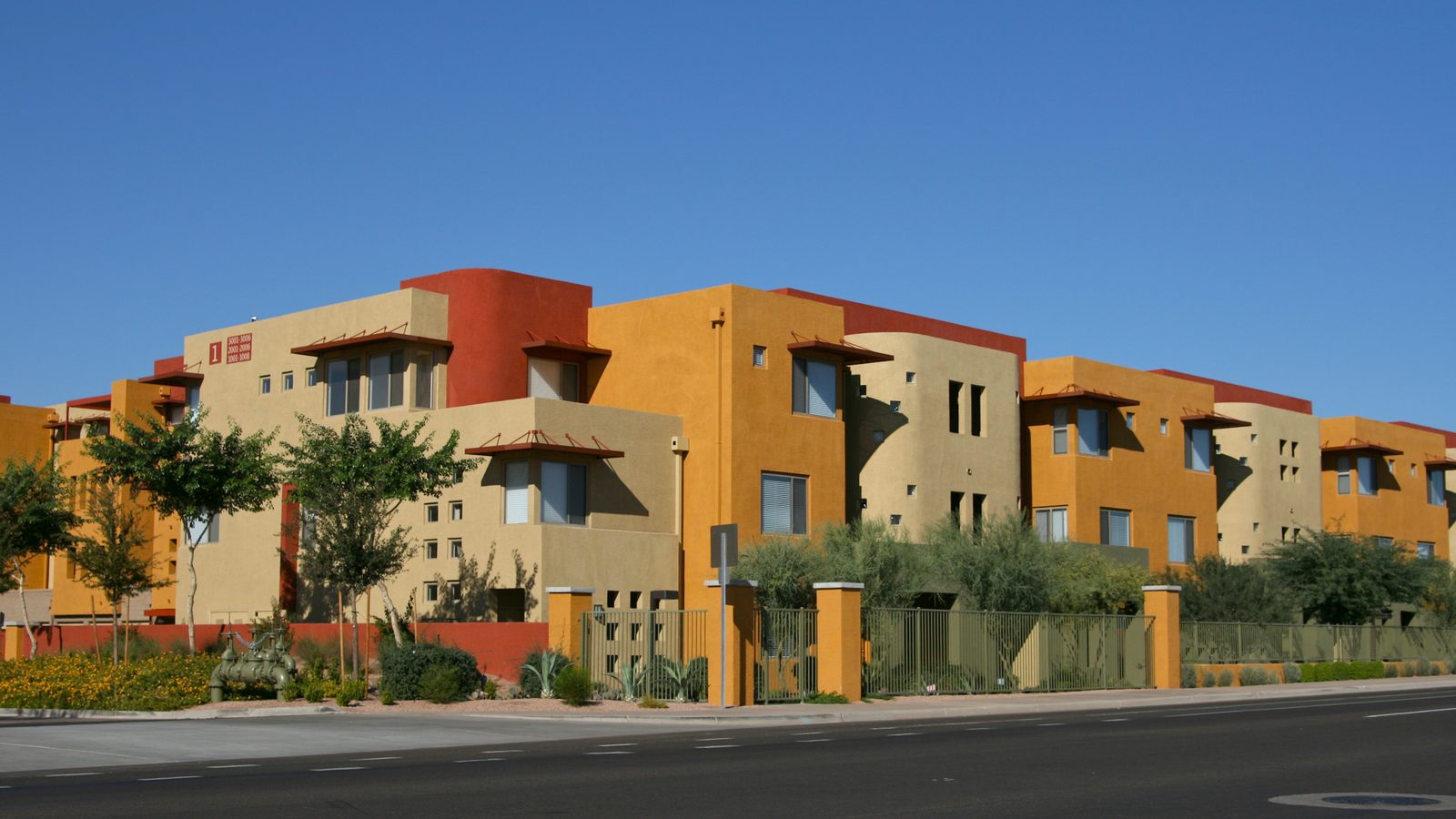 A row of Southwestern rental townhomes of the kind financed with a DSCR loan