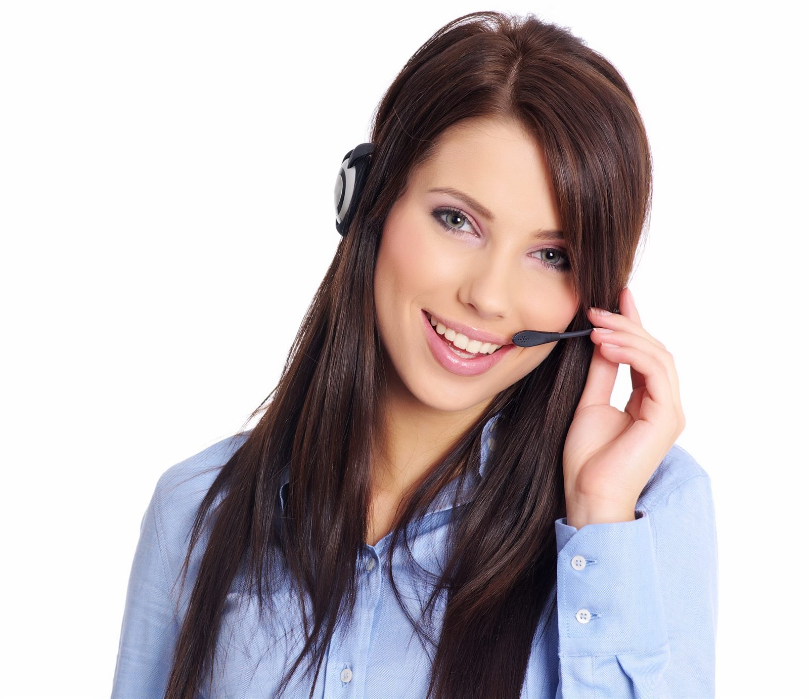 Customer service agent wearing a headset