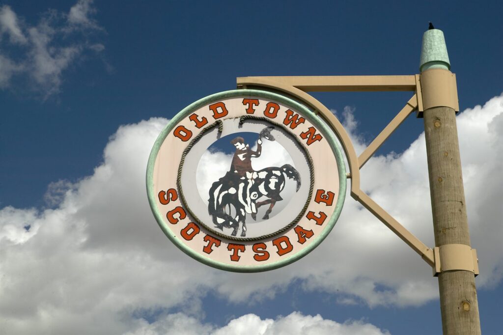 The Old Town Scottsdale sign against a blue sky