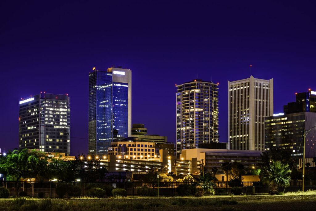The downtown Phoenix, Arizona skyline