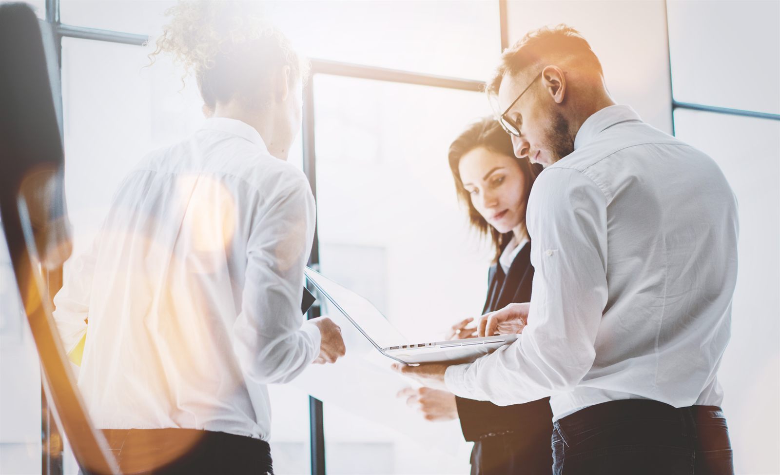 Business people reviewing a document together