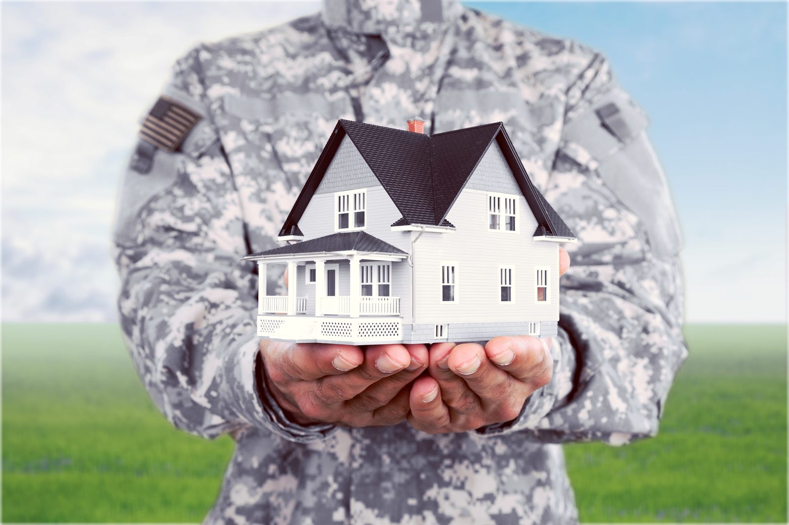 Home with an American flag for a veteran buyer